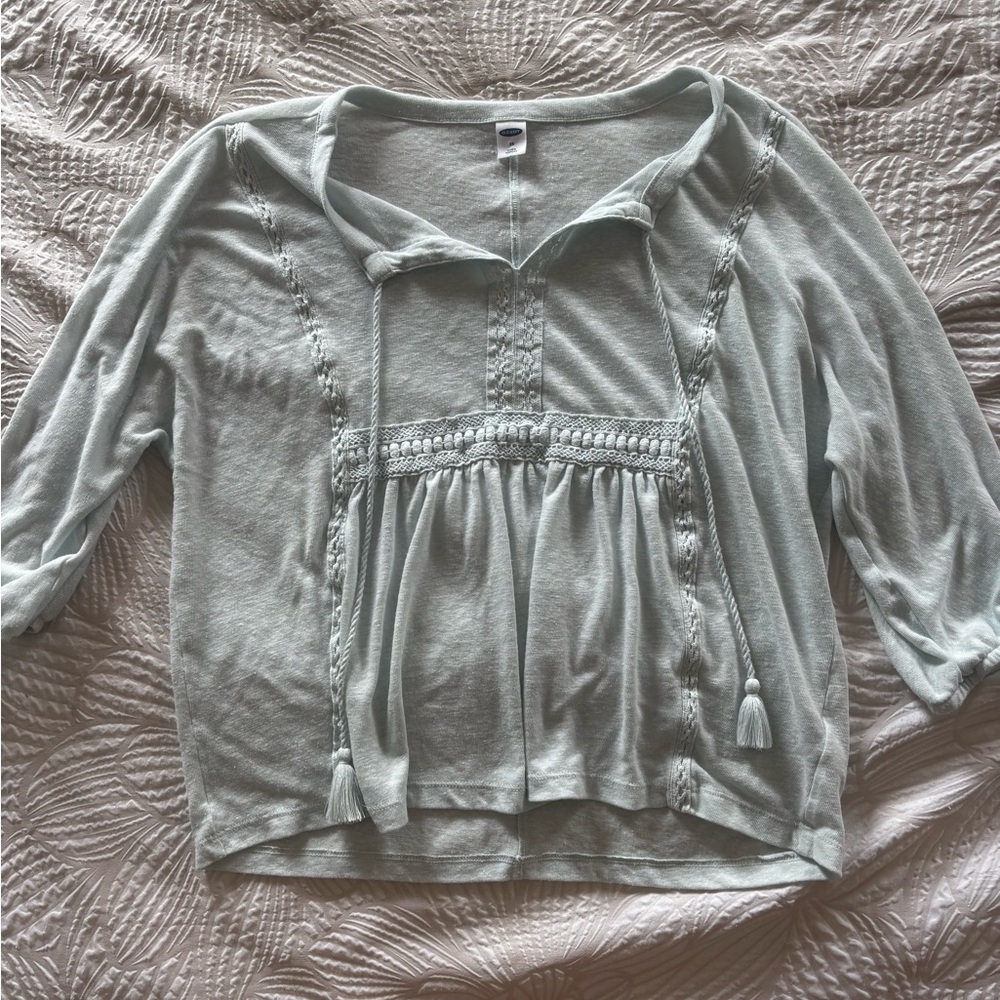 Old Navy Green Smocked Sailor Collar Blouse